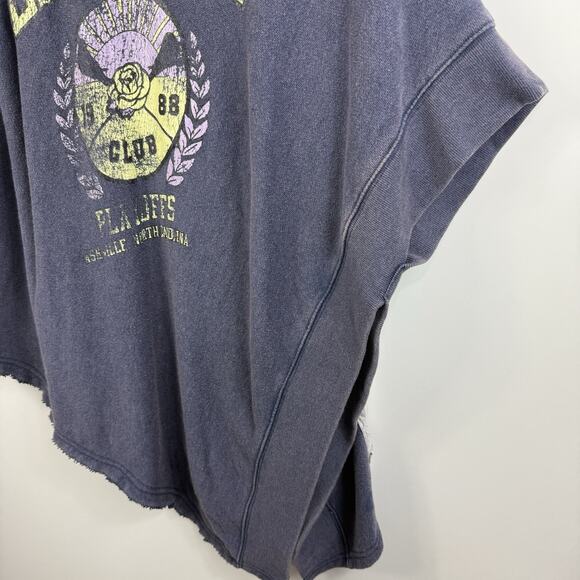 Free People Graphic Lacrosse Off Side Sweatshirt Asymmetrical Oversized Boho - Picture 6 of 16